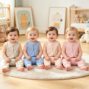 Tutina in Bambù per Neonati 0-24 <span class=keywords><strong>Mesi</strong></span>, Abbigliamento Senza Maniche con Doppia Cerniera, Morbido ed Elastico, Vestiti Estivi per Neonati - Product Image 1