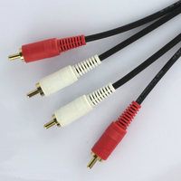 Câble audio stéréo en PVC plaqué or 24K 2RCA mâle à 2 RCA mâle pour TV lecteur DVD amplificateur CD platine système de haut-parleurs