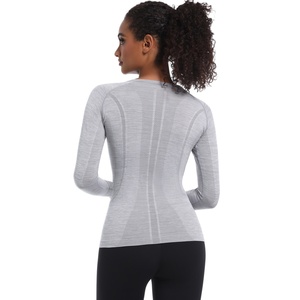 Nouveau <span class=keywords><strong>haut</strong></span> de yoga une pièce sans couture respirant pour femmes, en spandex/nylon, à séchage rapide, à <span class=keywords><strong>manches</strong></span> <span class=keywords><strong>longues</strong></span>, pour le <span class=keywords><strong>sport</strong></span>, la course à pied et la remise en forme - Product Image 3