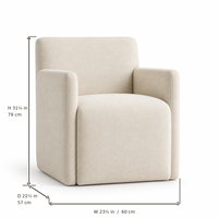 Fauteuil de salle à manger moderne et minimaliste rembourré en tissu tissé beige, dossier haut, chaise d'appoint pour salle à manger, salon, salle de séjour