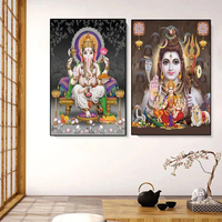 Affiche religieuse hindoue du Dieu Éléphant, impression sur toile, art mural du Temple d'Or, décoration murale pour salon