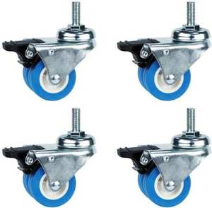 Roulettes à double roue en acier revêtu de Zinc, 2 pouces, 50mm, pièces, en Pvc bleu, <span class=keywords><strong>support</strong></span> de réfrigérateur, meubles - Product Image 2