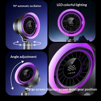 Ventilateur de table rechargeable à refroidissement turbo 199 vitesses avec lumière ambiante RGB, affichage numérique et oscillation automatique pour bureau et maison