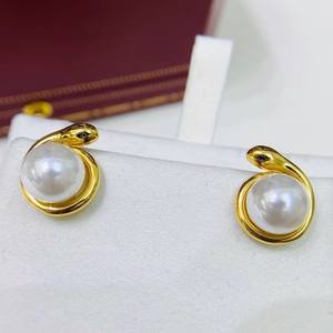 22438 S925 Accesorios de Plata para DIY con Perlas, Bandeja Vacía para Pendientes, Gancho de Serpiente Espiritual, Cuentas de 9-10mm para Pendientes de Moda - Product Image 3