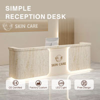 Bureau de réception multifonctionnel en bois massif incurvé, style minimaliste moderne, avec éclairage LED de luxe, pour hall d'hôtel ou bureau