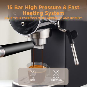 Machine à expresso tactile en plastique AZ-EM1512B, idéale pour les <span class=keywords><strong>d</strong></span>ébutants, 15 bars, semi-automatique, avec fonction pré-infusion pour barista à domicile - Product Image 3