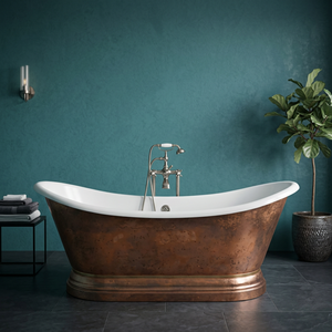 Baignoire autoportante en cuivre rectangulaire, finition antique, luxe, avec couvercle, portable, écologique, durable, pour salle de bain, artisanat indien - Product Image 3