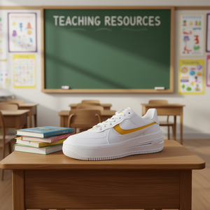 Zapatillas Nike AF1 Platm para Mujer, Color Blanco, Amarillo Ocre, Talla 7, Auténticas, Recursos Educativos - Product Image 2