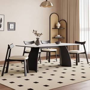 Juego de Mesa y Sillas de Comedor de Madera Maciza, Diseño Rectangular Moderno y Minimalista para Uso Doméstico - Product Image 2