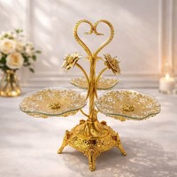 Plateau à fruits en fer forgé à quatre compartiments, style européen et américain haut de gamme, créatif, luxe léger, ornements de table basse, fait main, moderne