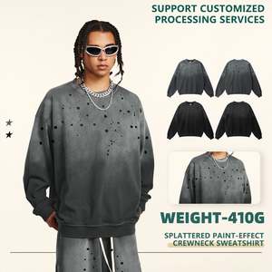 Sweat-shirt délavé à l'acide sur mesure pour hommes tissu tricoté surdimensionné de style vintage pour l'hiver - Product Image 3
