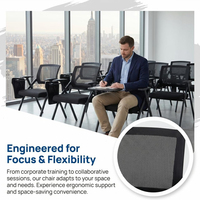Chaise de formation pliable et empilable avec dossier en maille et tablette d'écriture pour salle de classe et salle de réunion, vente en gros OEM ODM