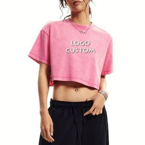 Camiseta corta de ombligo expuesto de verano, camiseta de manga corta de marca de moda europea y americana, tendencia de algodón puro para mujer - Product Image 3