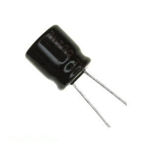 Condensateur RADIAL TH à trou traversant 27uF 20% 35V, canal fabricant, EEA-FC1V270H, en aluminium - Product Image 1