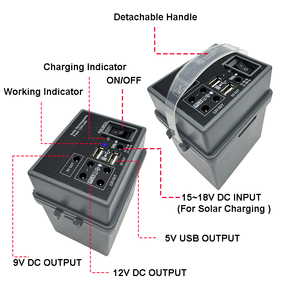 ระบบไฟส่องสว่างขนาดเล็ก 5-in-1 แบบออฟกริด พร้อมแผงโซลาร์เซลล์ 12W แบตเตอรี่ตะกั่ว-กรด พัดลมโลหะ และหลอดไฟ - พาวเวอร์แบงค์แบบพกพา - Product Image 6