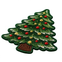 Patch brodé Arbre de Noël à coudre, Applique décorative en tissu pour vestes, sacs à dos, chapeaux, DIY