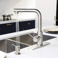 Robinet de cuisine à 3 voies thermostatique en acier inoxydable à poignée unique avec distributeur de savon Caractéristique de chauffage électrique instantané de l'eau