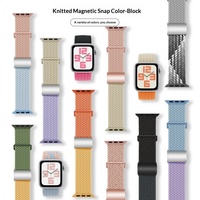 Bracelet de montre en nylon tressé perforé color-block respirant avec fermoir magnétique pour iPhone IWatch S10 Ultra S11 42mm/46mm