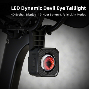 Feu arrière de vélo dynamique avec écran HD, yeux de démon, pour VTT et vélo de route, étanche, rechargeable par USB, lampe de sécurité - Product Image 4