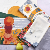 WML043 Serviettes en coton et lin imprimées en gros 50x70cm, style nordique, respirantes, décoratives, torchons de cuisine, absorbantes, nappes de table