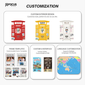 Cabina de Fotos con Guía por Voz, Compatible con Cámaras, Diseño Retro de Periódico, Impresión Autoservicio, Kiosco Metálico con Wi-Fi - Product Image 6