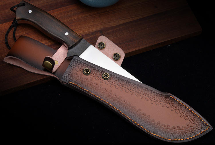 D235 #65Mov Steel Walnut Handle Camping Knife - High Hardness