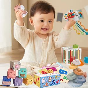 Blocs de construction empilables en caoutchouc souple EPT 6-en-1, jouet sensoriel éducatif pour bébé pour l'entraînement de la préhension et l'éveil aux couleurs/aux sons - Product Image 3