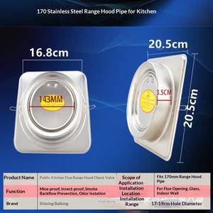 Sixing Bailong 180 Acier inoxydable, <span class=keywords><strong>clapet</strong></span> <span class=keywords><strong>anti</strong></span>-<span class=keywords><strong>retour</strong></span> pour <span class=keywords><strong>hotte</strong></span> de cuisine professionnelle, coupe-flamme et <span class=keywords><strong>anti</strong></span>-fumée - Product Image 4