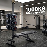 Banc de musculation multifonction réglable et pliable pour abdominaux, presse à poulies et haltères, avec capacité de charge de 1000 kg, équipement de gym