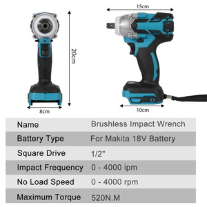 21V 550Nm 1/2 Inch Brushless Cordless Impact Wrench High <b>Torque</b> Lithium Battery Power Wrench for Automotive Repair - Product Image 4