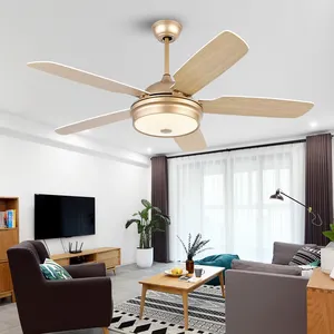 Customization Breezelux Wood Grain 5 Speed Ceiling Fan Switch Remote Control Ceiling Fan With Light Fixtures