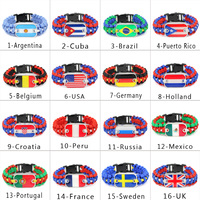 Bracelets de survie en paracorde avec drapeaux de 287 pays : Porto Rico, Brésil, Allemagne, Arabie Saoudite, Australie, Haïti