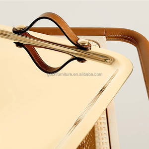 מלון מסעדה אדום יין בקבוק הגשת עגלת מטבח נירוסטה מתכת פליז יוקרה עגלת - Product Image 3