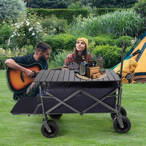 Vendita in fabbrica carrello da campeggio carro da giardino pieghevole pieghevole nero di grandi dimensioni - Product Image 5