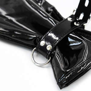 Schwarze Leder-Rückenhandschuhe SM Bondage Hundepfoten-Design Lackleder-Fesseln Erwachsenen-Sexspielzeug - Product Image 3