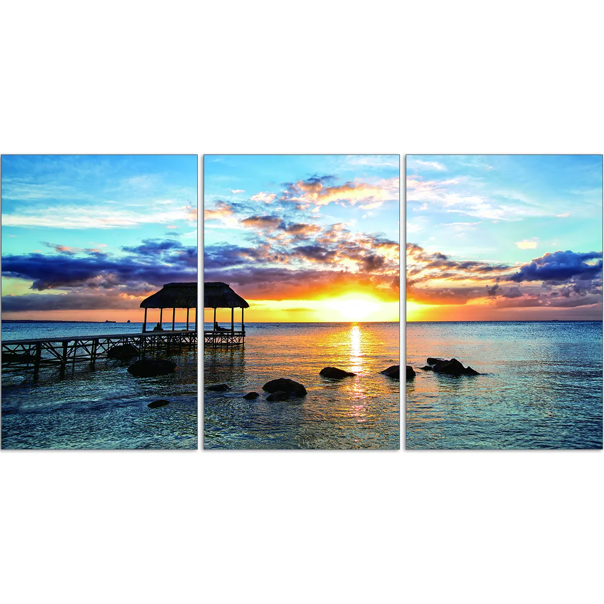 Wall Decor OEM/ODM Factory Wholesale Wharf Dusk Seascape Home Decoration Canvas Prints Landscaping Painting