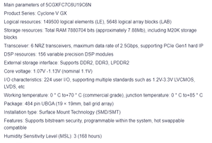 Circuito Integrado de Microprocesador de Control Lógico Programable FPGA 5CGXFC7C6U19C6N - Product Image 2