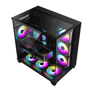 Mới thiết kế thời trang Máy Tính Máy tính để bàn chơi game trường hợp với ba Tempered Glass PC Tủ CPU trường hợp cho chơi game