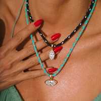 Collier en corde macaron coloré pour femmes, collier avec pendentif géométrique en zircon en acier inoxydable, plaqué or 18 carats, chaîne réglable