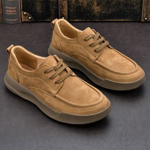 Men Genuine Leather Casual Shoes Vintage Lace‑up Low <b>Top</b> Sneakers Thick Cushioned Sole <b>Walking</b> Shoes for Daily Business Shoes - Product Image 5