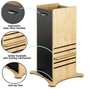 Taburete <span class=keywords><strong>de</strong></span> Madera Montessori <span class=keywords><strong>de</strong></span> 5 Alturas Ajustables para Niños Pequeños, Ayudante <span class=keywords><strong>de</strong></span> Cocina con Pizarra - Product Image 6