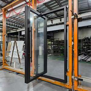 <span class=keywords><strong>ประตู</strong></span>บานพับอะลูมิเนียมสีดำทันสมัย พร้อมกระจกข้างและลายตาราง ดีไซน์กระจกบานใหญ่ สำหรับทางเข้าหลักของวิลล่า ระบบ<span class=keywords><strong>ประตู</strong></span>ทางเข้าด้านหน้า - Product Image 5