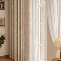 Rideaux occultants complets en chenille jacquard Monet Garden, draperies plissées françaises couleur champagne pour salon, vente en gros par ensemble