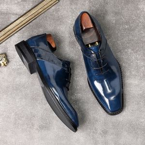 Nuevos Zapatos de Cuero Genuino para Hombre con Punta Cuadrada, Diseño de Parches a la Moda que Aumentan la Altura, con Detalles Laterales - Product Image 2