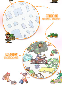 3pcs Grande scène stéréoscopique 3D DIY Handbook Scenography Pack Miniature Collage Stickers décoratifs en papier Stickers miniatures - Product Image 3