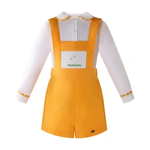 Pettigirl 2024 Pasen Kinderen Jongens Gesmokt Kleding Set 2 Stuks Lange Mouwen Shirt En Totale Kleding Maat 2 3 4 5 6 8 10 12y