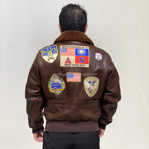 Giacca Bomber G1 Top Gun Personalizzata di Fabbrica di Alta Qualità, Spessa, in Vera Pelle Bovina con Collo di Agnello, <span class=keywords><strong>Abbigliamento</strong></span> Casual Unisex in Cotone - Product Image 3