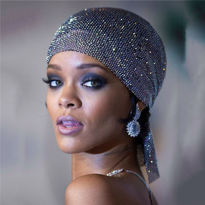 Bandeau pour cheveux en strass scintillant pour femmes, turban en modal, bijoux pour cheveux en cristal, chapeau, accessoire de soirée, écharpe scintillante - Product Image 3
