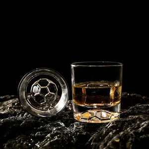 Factory Wholesale 315 Ml Bottom Custom Pattern Football Whiskey Glasses Old Fashioned Glass Bar With Free Sample