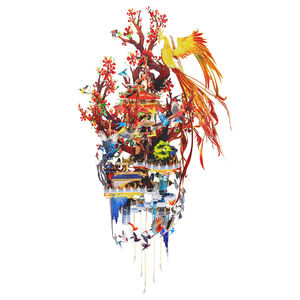 MU 3D 금속 퍼즐 모델 키트-조류 피닉스 DIY 키트에 경의를 표시 중국 궁전 퍼즐 두뇌 티저 DIY 미니어처 건물 - Product Image 1